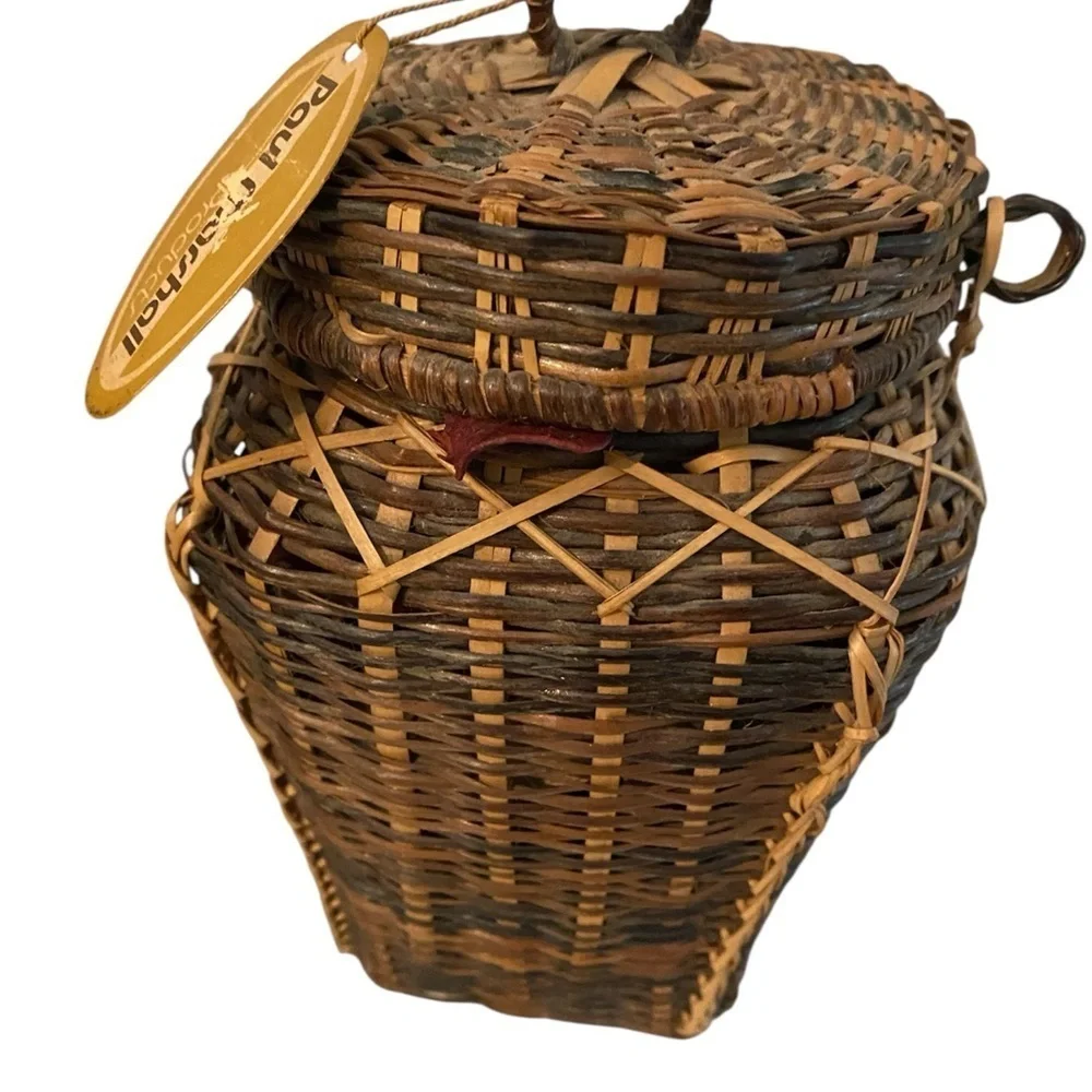 Vintage 80s Paul Marshall Philippines Woven Potpourri Scented Basket with Lid 7”